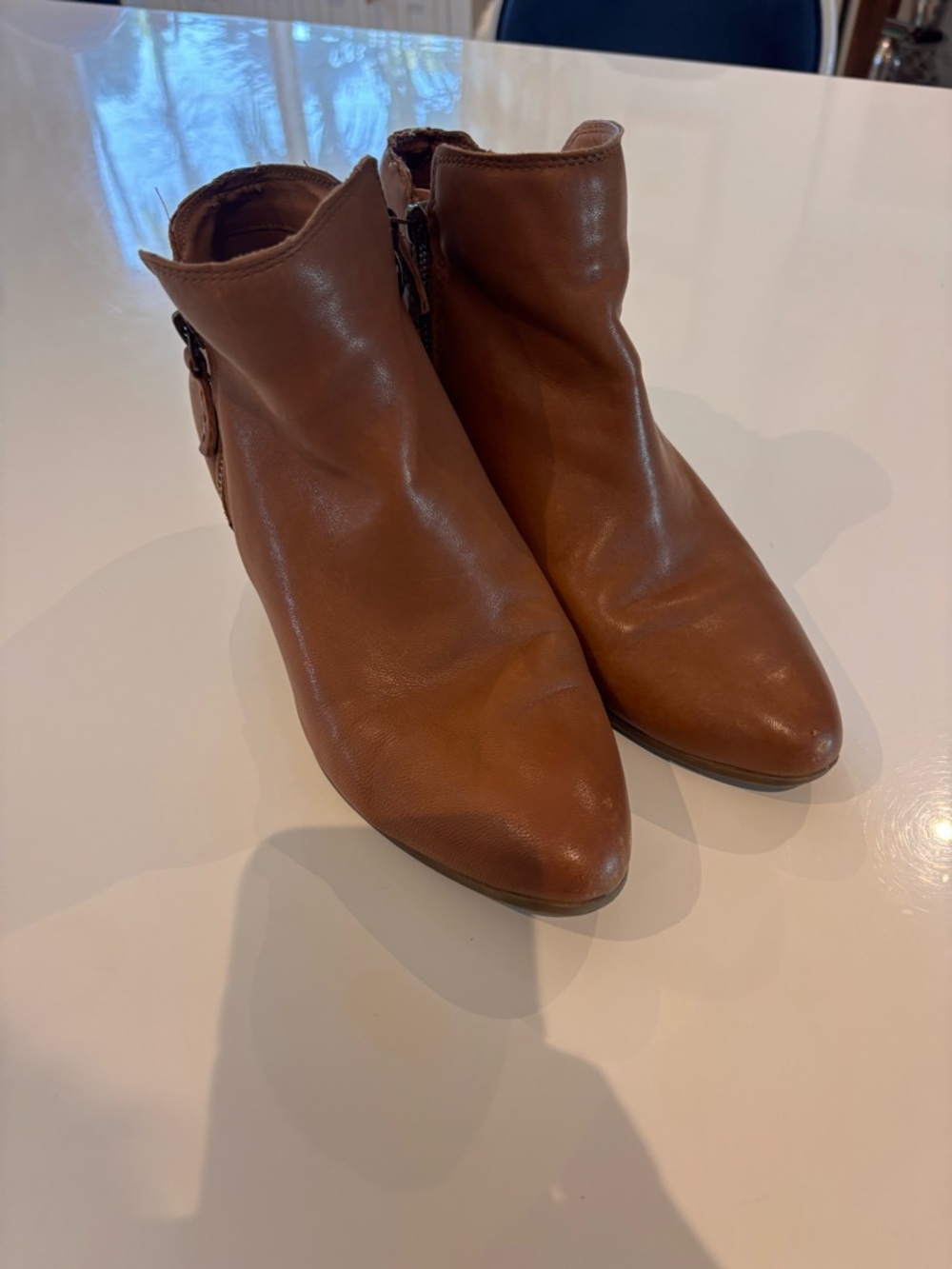 Frye Cognac Soft Leather Classic Ankle Boots